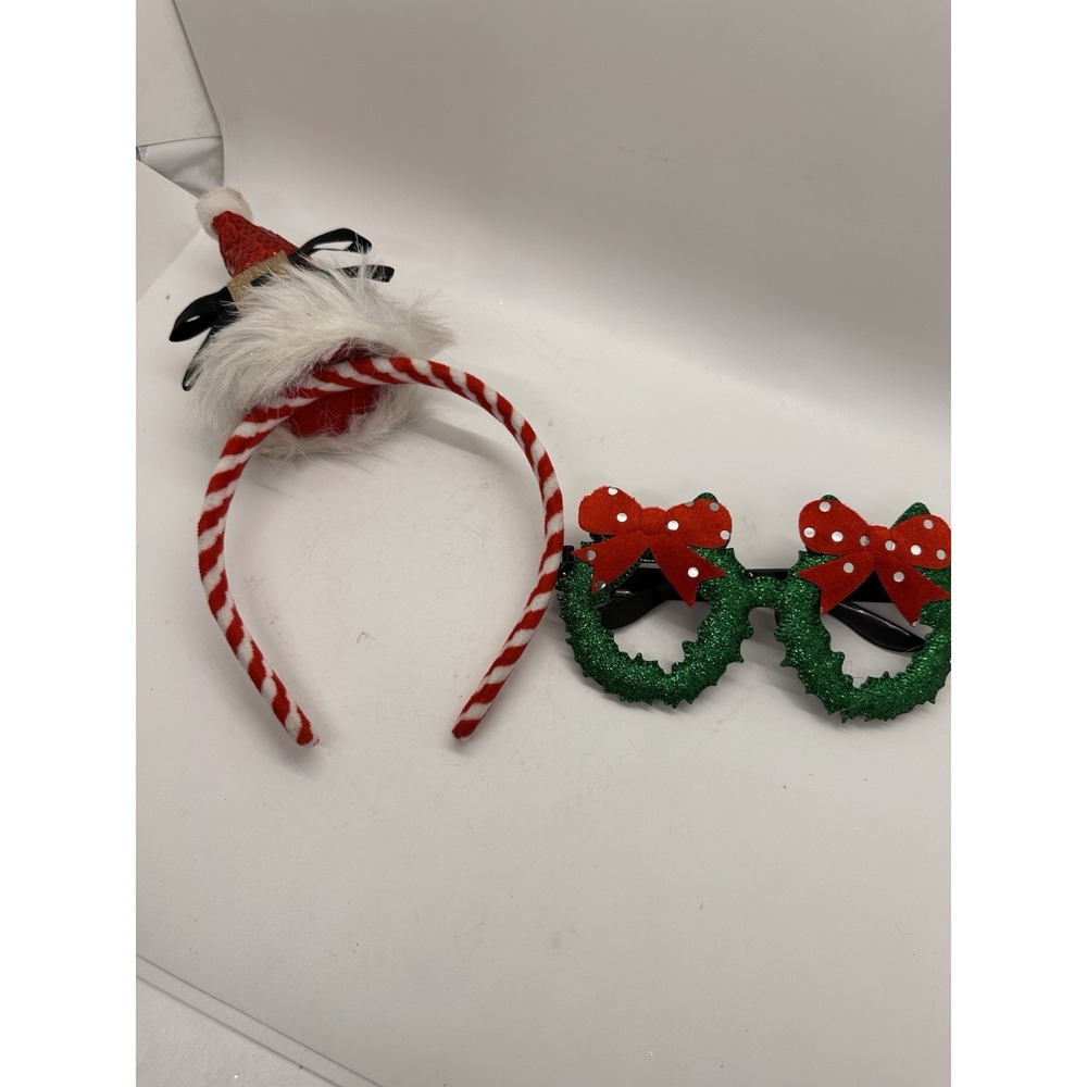 Christmas Headband & Wreath Glasses Set Holiday Costume Accessories‎ Fun Pair